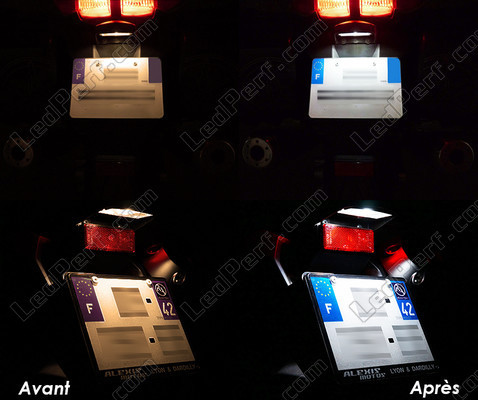 LED skyltbelysning före och efter MBK Evolis 125 Tuning