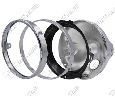 Kromad rund strålkastare för Full LED-optik av Moto-Guzzi V9 Roamer 850 montering av delar