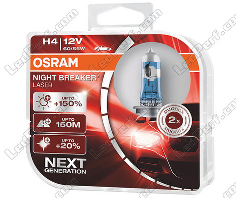 Paket med 2 lampor H4 Osram Night Breaker Laser +150% - 64193NL-HCB