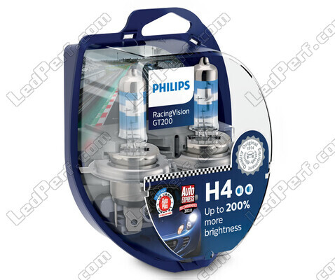 Paket med 2 Philips RacingVision GT200 lampor H4 60/55W +200% - 12342RGTS2