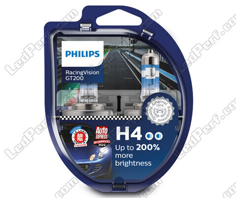 Paket med 2 Philips RacingVision GT200 lampor H4 60/55W +200% - 12342RGTS2