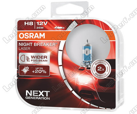 Paket med 2 lampor H8 Osram Night Breaker Laser +150% - 64212NL-HCB