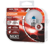 Paket med 2 lampor H3 Osram Night Breaker Laser +150% - 64151NL-HCB